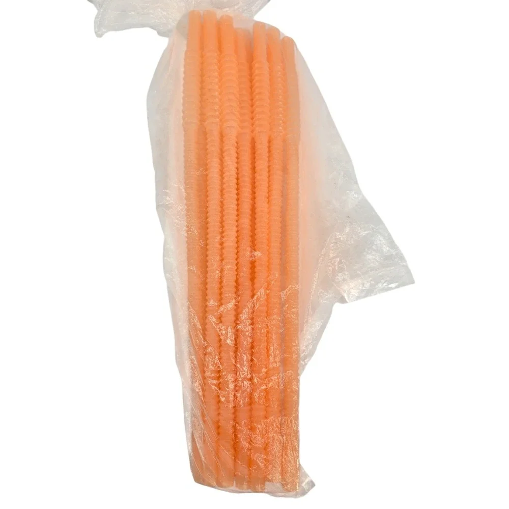Tupperware 18 Pack Orange Flexible Plastic Drinking Straws 12 inch Whistle